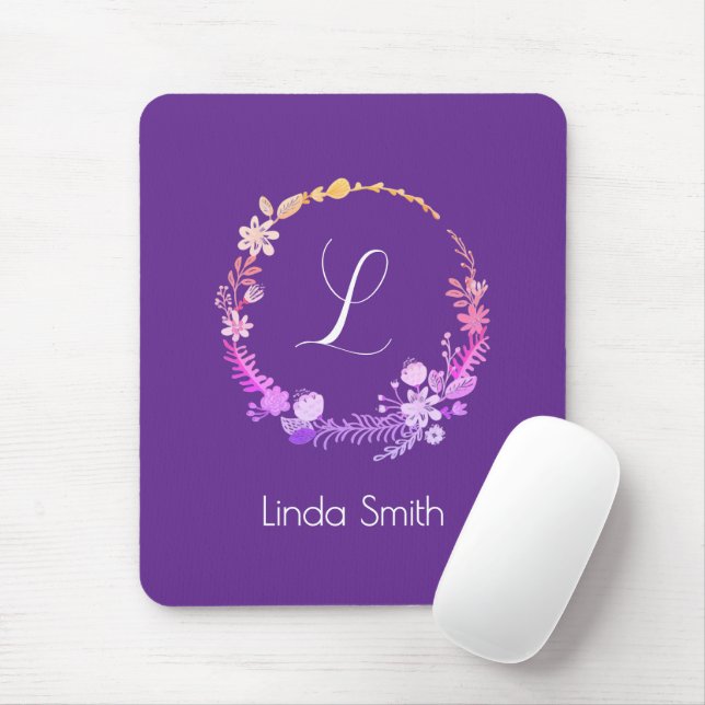 Elegante Monogramm-Initiale mit individuellem Name Mousepad (Mit Mouse)