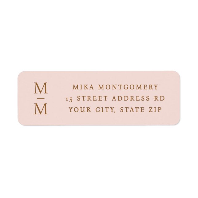 Elegante Monogramm-Initialen rosa Rücksendeadresse (Vorne)