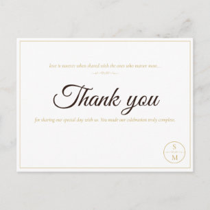 Elegante Monogramm-Minimal-Hochzeits-Dankeskarten Postkarte