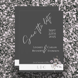Elegante Monogramm minimalistische dunkelgraue Kal Save The Date
