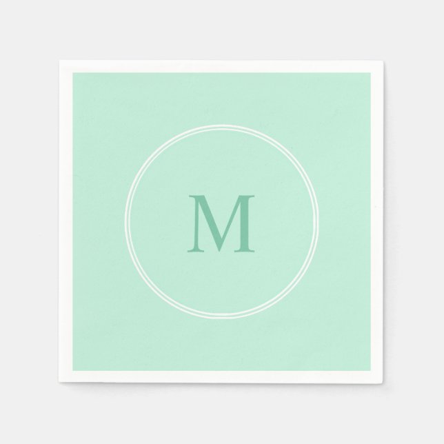 Elegante Monogramm-Mintgrün-Vorlage Modern Serviette (Vorderseite)