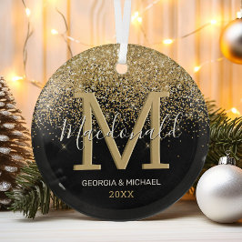 Elegante Monogramm Name Weihnachtsglas Ornament Aus Glas