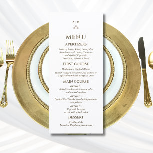 Elegante Monogramm-Perlen-Christliche-Hochzeitsmen Menükarte