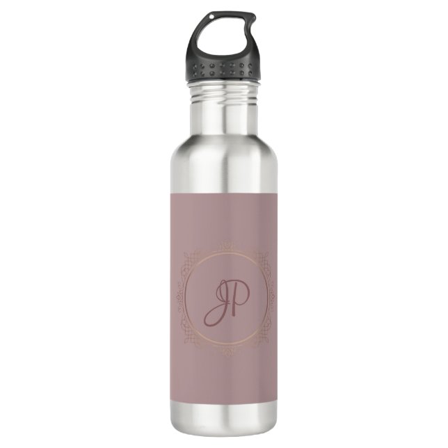 Elegante Monogramm-Rose Gold-Vorlage Edelstahlflasche (Vorderseite)