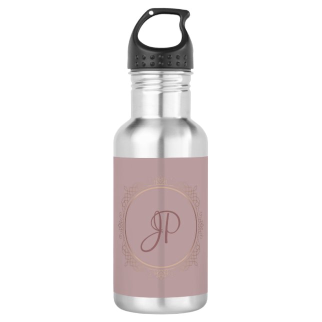 Elegante Monogramm-Rose Gold-Vorlage Edelstahlflasche (Vorderseite)