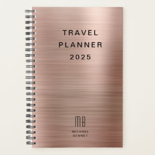 Elegante Monogramm Roségold Reise Planer