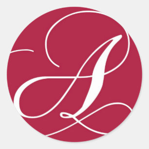 Elegante Monogramm Rot-Weiß-Hochzeitsticker Runder Aufkleber