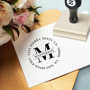 Elegante monogramm-Rücksendeadresse Gummistempel