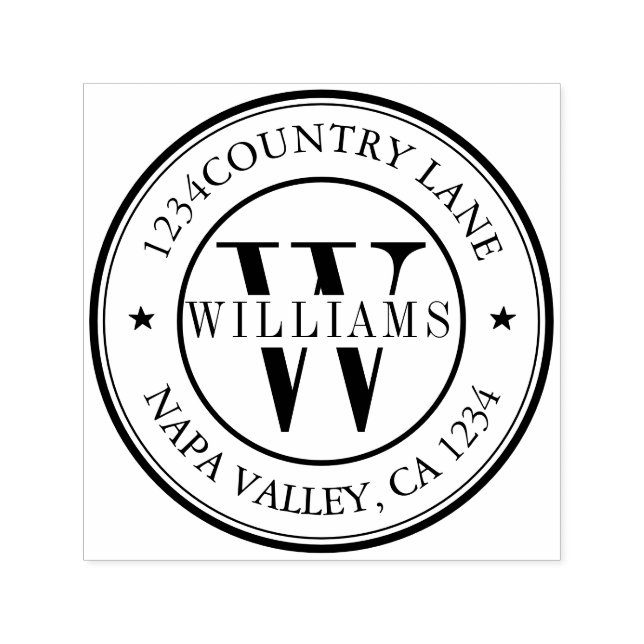 Elegante Monogramm-Rücksendeadresse Selbstfarbe Permastempel (Design)