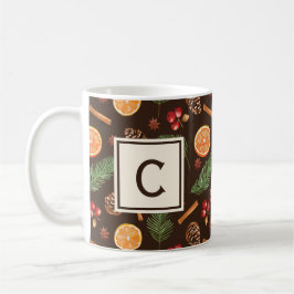 Elegante Monogramm rustikale Herbst Winter botanis Kaffeetasse