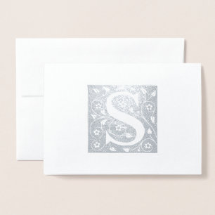 Elegante Monogramm-S-Grußkarte Vintage-Blumenmus Folienkarte