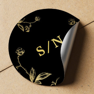 Elegante monogramm schicke, moderne goldene Hochze Runder Aufkleber