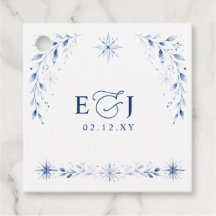 Elegante Monogramm-Schneeflocken Blaue Winterhochz