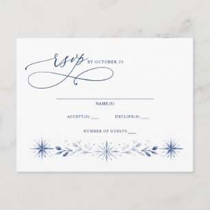 Elegante Monogramm-Schneeflocken Blaue Winterhochz Postkarte