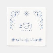 Elegante Monogramm-Schneeflocken Blaue Winterhochz