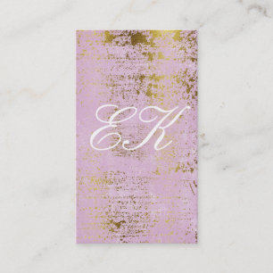Elegante Monogramm-Schrift Gold Grunge Pink Visitenkarte