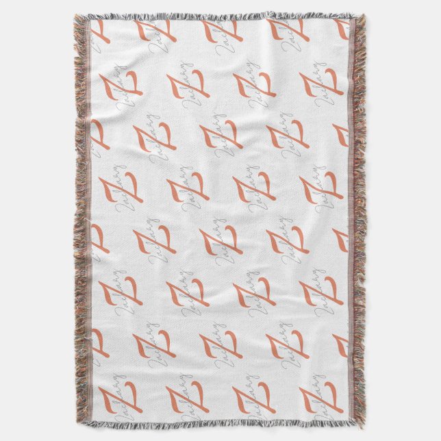 Elegante Monogramm-Schriftzug-Name-Muster-Wurfdeck Decke (Vorderseite Vertikal)