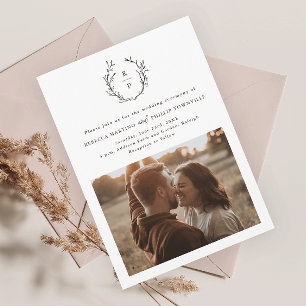 Elegante Monogramm Schwarz-Weiß-Feierliche Hochzei Einladung