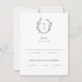 Elegante Monogramm Schwarz-Weiß-Feierliche Hochzei RSVP Karte