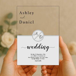 Elegante Monogramm Schwarz-Weiß-Grau-Chic Hochzeit Acryleinladungen