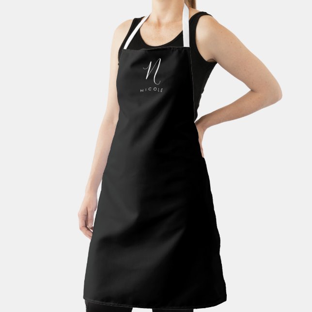 Elegante Monogramm Schwarz-Weiß-Schürze Schürze (InSitu)
