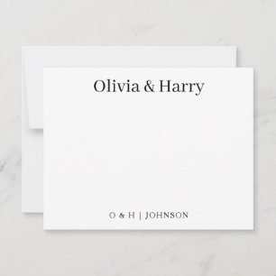 Elegante Monogramm Schwarz-weiße Hochzeitstitel Mitteilungskarte
