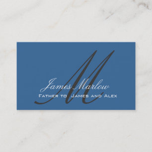 Elegante Monogramm-Stahlblau-Vati-Telefonkarte Telefonnummerkarte