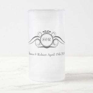 Elegante Monogramm-Trauzeuge-Geschenk-Tasse Mattglas Bierglas