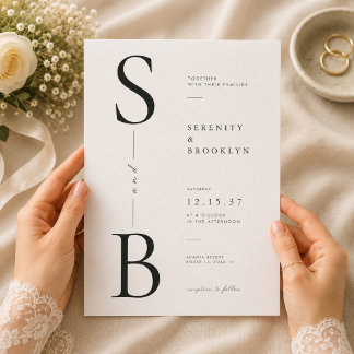 Elegante Monogramm-Typografie-Hochzeit Einladung