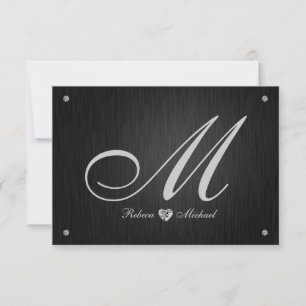 Elegante Monogramm- und Diamant-Hochzeits-RSVP-Kar RSVP Karte