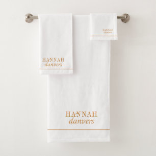 Elegante Monogramm Weißer Name Rosa Badhandtuch Set