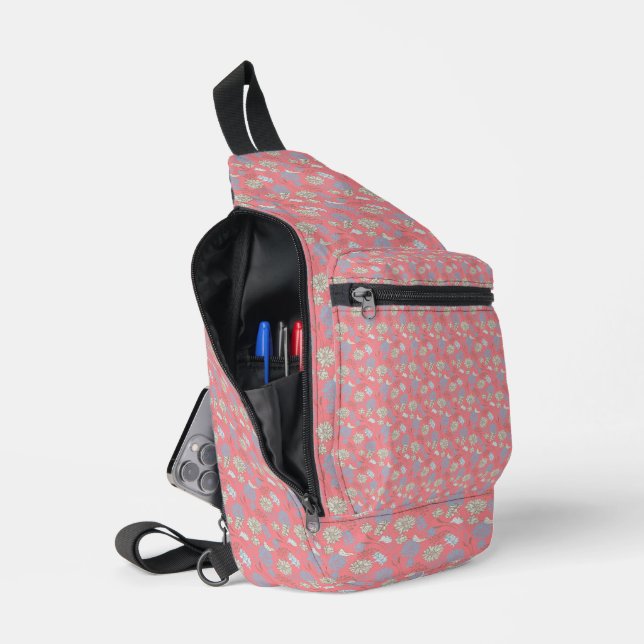 Elegante Monogramm-Wildblume Rosa Crossbody Bag (Offen)