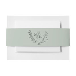 Elegante Monogramm-Wreath-Sage Einladungsbanderole