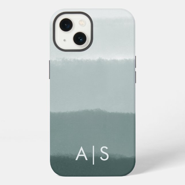 Elegante monogrammierte Initialen Limed Spruce Omb iPhone Hülle (Rückseite)