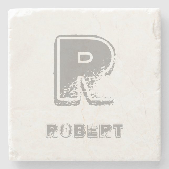 Elegante monogrammierte Vorlage stilvolles Design  Steinuntersetzer (Vorderseite)