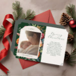 Elegante Moody Botanical Year in Review Card Einladung<br><div class="desc">Terrakotta und aquamarine Blumenakzente verleihen diesen cremefarbenen Weihnachtskarten eine klassische Eleganz. Verwenden Sie die Personalisierungsfunktion,  um die Details zu bearbeiten und ein Jahr im Review oder Familienupdate hinzuzufügen.</div>