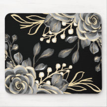 Elegante Moody Gray Black Floral Watercolor