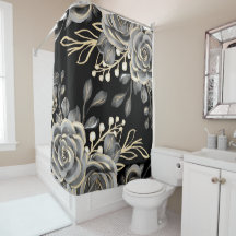 Elegante Moody Gray Floral Gold Schwarze Wasserfar