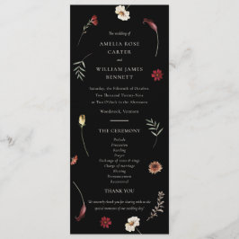 Elegante Moody Herbst Wildblume Hochzeit Programm