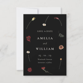 Elegante Moody Herbst Wildblume Hochzeit Save The Date