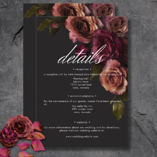 Elegante Moody Mled Rust & Burgundy Blumendetails Begleitkarte