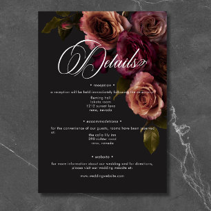 Elegante Moody Mled Rust & Burgundy Blumendetails Begleitkarte