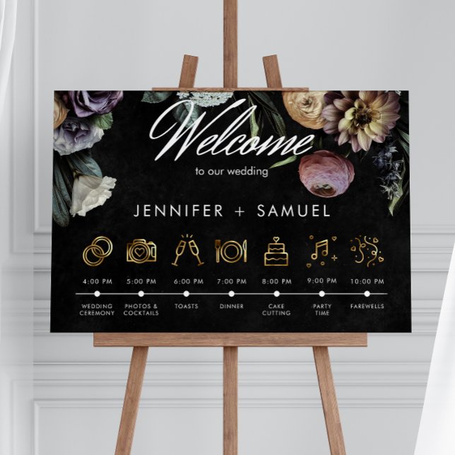 Elegante Moody Twilight Floral Order Events Poster (Von Creator hochgeladen)