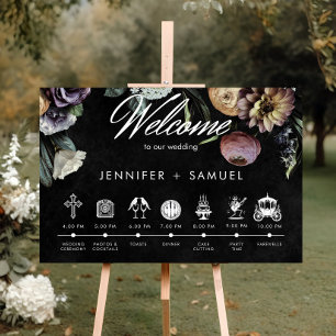 Elegante Moody Twilight Floral Order Events Poster