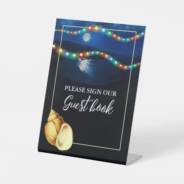 Elegante Moonlit Beach Wedding Sockelschild (Vorderseite)