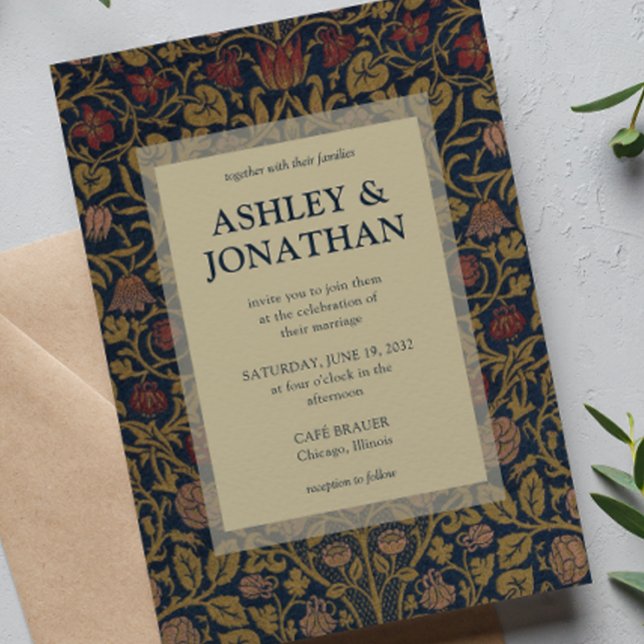 Elegante Morris Violet & Columbine Pattern Wedding Einladung (Von Creator hochgeladen)