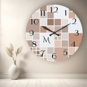 Elegante Mosaik Monogram Wall Clock Runde Wanduhr