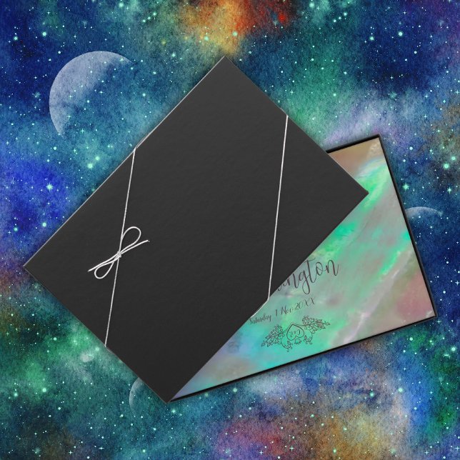 Elegante Mother-of-Pearl Green Wedding Gästebuch (Von Creator hochgeladen)