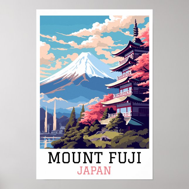 Elegante Mount Fuji Japan Reisen Kunst Poster (Vorne)