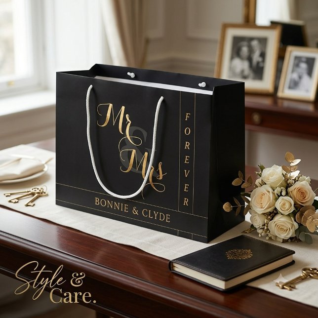 Elegante Mr. & Mrs Forever Large Wedding Geschenkt Große Geschenktüte (Elegant Mr. & Mrs. Forever Large Wedding Gift Bag)